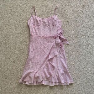 Princess Polly Pink Floral Ruffle Wrap Midi Dress